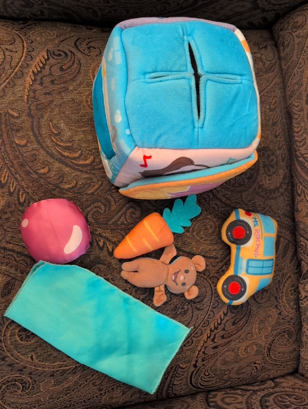 Plush Shape-Sorting Activity Cube with Blue Main Color - Kids Stuffed Toy Set